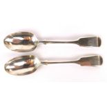 A pair of hallmarked silver tea spoons, Exeter c. 1856.