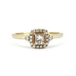 An 18ct white gold ring set with an 0.35ct princess cut natural fancy light pink diamond