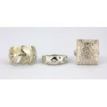 Three 925 silver stone set rings.