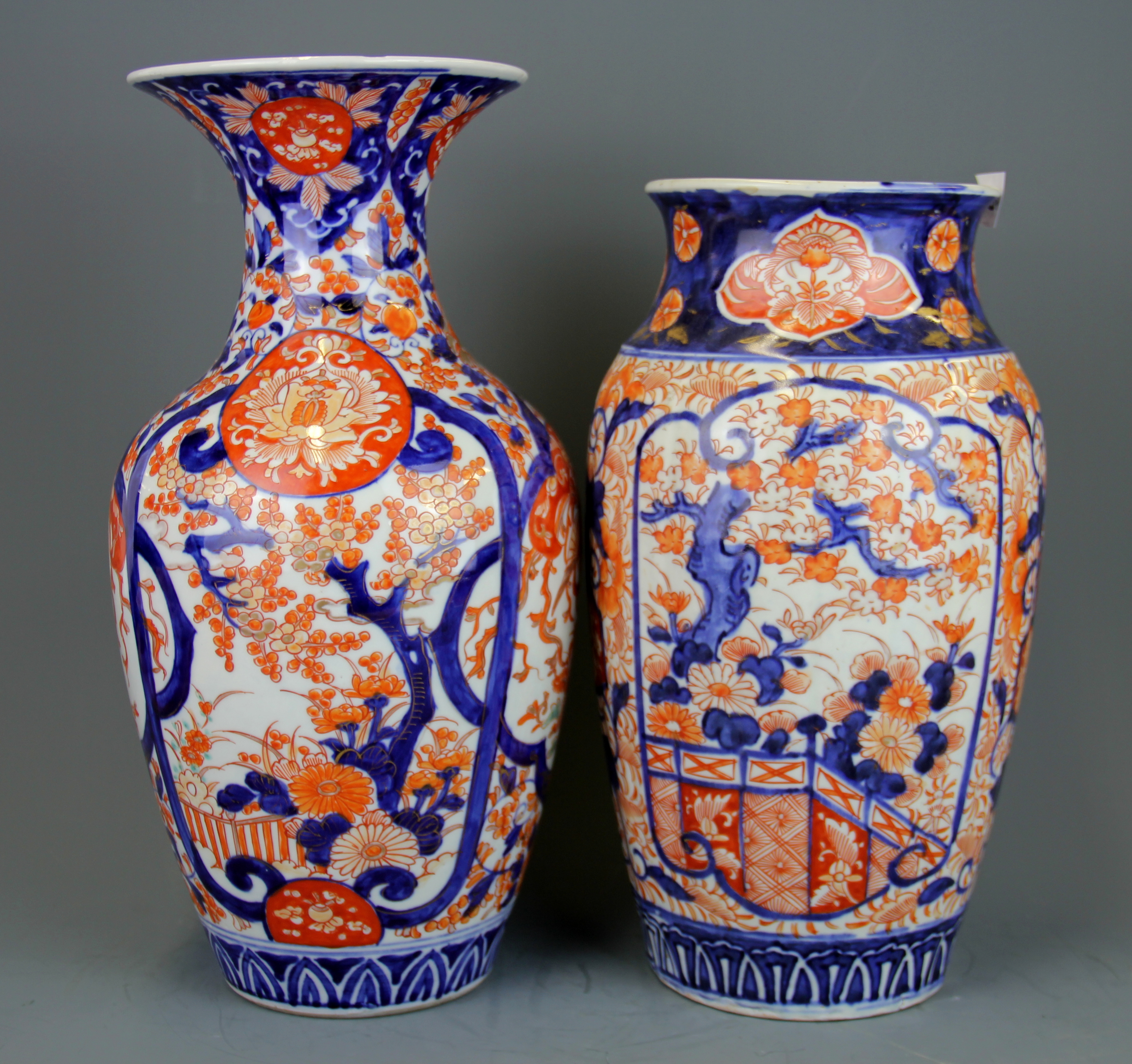 Two 19th Century Japanese Imari vases, tallest 36cm. - Image 3 of 6