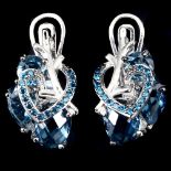 A pair of 925 silver earrings set with London blue topaz, L. 2.2cm.