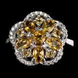 A matching 925 silver citrine set ring, (O.5).