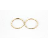 A pair of 9ct yellow gold hoop earrings, Dia. 1.2cm.