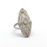 A 925 platinum ring set with old cut diamonds, (N.5).