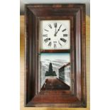 A 19th Century American 'kipper box' clock featuring an image of Edinburgh, 39 x 65cm.