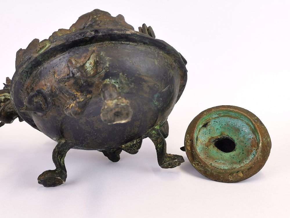 A 19th/ early 20th Century oriental bronze dragon kettle, H. 22cm. - Image 2 of 2