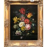 A gilt framed 19th Century oil on canvas still life of flowers, frame size 46 x 57cm.