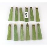 A collection of 12 19th Century jade cutlery handles, L. 9cm.