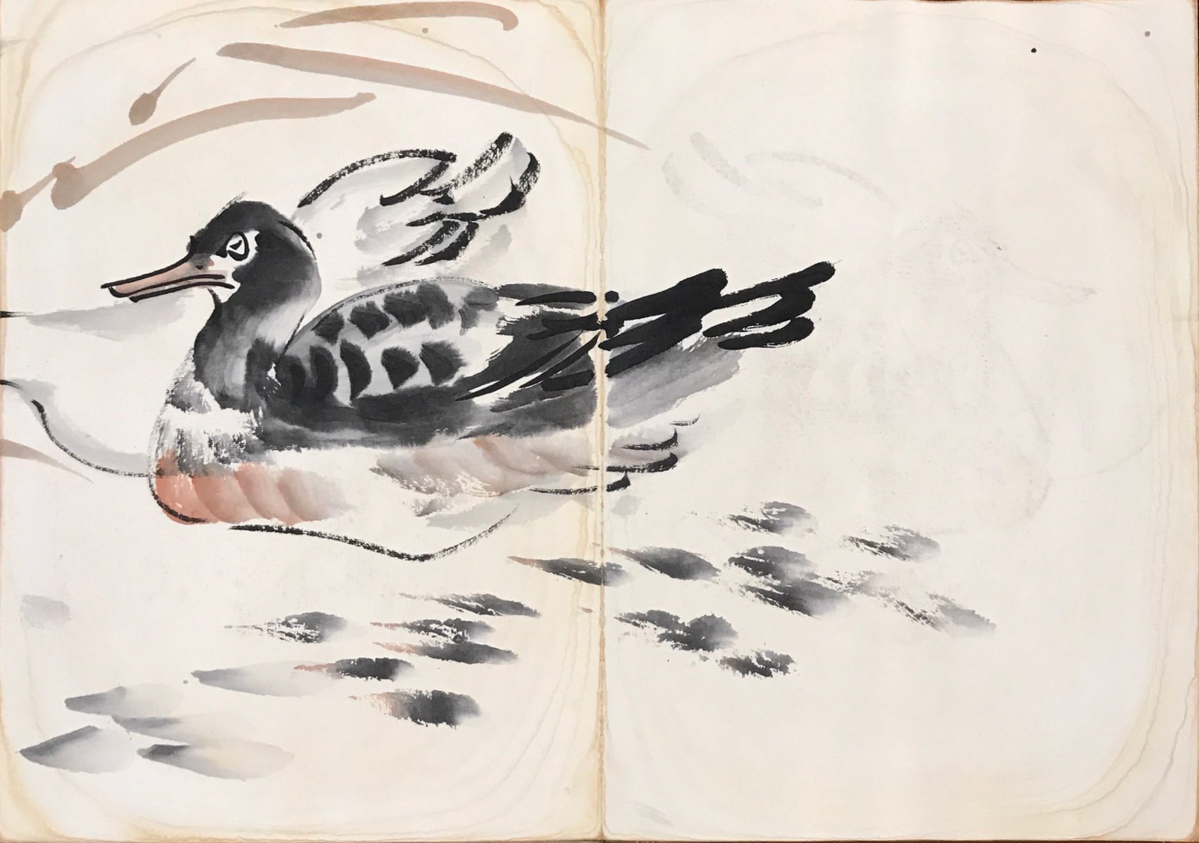 A Chinese silk covered folding book of paintings of water birds, 25 x 35 x 2cm. - Image 4 of 6