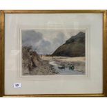 S.A Harding (British 1900-1979) gilt framed watercolour of a beach scene, frame size 53 x 45cm.