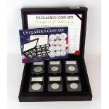 A box set of twelve silver US classic coins.