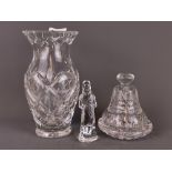 Three Waterford crystal items, vase H. 20cm.