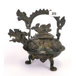 A 19th/ early 20th Century oriental bronze dragon kettle, H. 22cm.