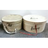 A vintage Harrods hat box, W. 43cm, with a further hat box.