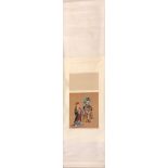 A Chinese scroll mounted watercolour on silk of two deities, size 190 x 48cm.