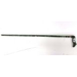 A white metal (tested silver) mounted aventurine two section walking stick with horse head handle,