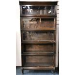 A 1920's oak Globe Wernicke sectional bookcase, W. 86cm, H. 181cm.