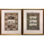 A pair of gilt framed 19th Century prints of naval and land battles, frame 46 x 57cm.