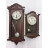 Two Hermle wall clocks, H. 67cm.