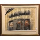 A large framed pencil signed limited edition 62/100 lithograph of Clement House, Aldwych, London