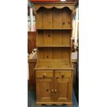 A small vintage pine dresser, W. 69cm, H. 189cm.