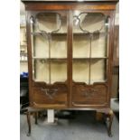 A 1920's mahogany display cabinet, 115 x 171cm.