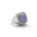 A Marguerita Burglener 18ct white gold (stamped 750) set with a cabochon cut semi-precious stone and