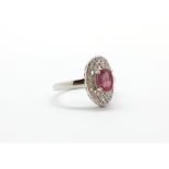 A 925 silver ruby and white stone set ring, (N.5).