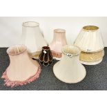 A quantity of good quality lamp shades, largest 30 x 25cm.