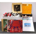 A large collection of jazz and swing 33 RPM LP records.