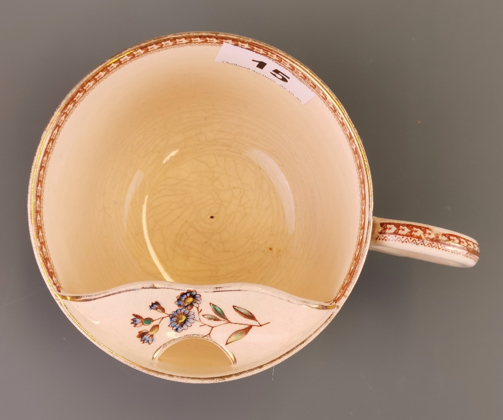 A giant sized 19th Century moustache cup and saucer, cup Dia. 12cm. - Image 3 of 3