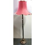 A 1960's copper standard lamp and shade, H. 70cm.