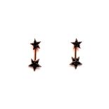 A pair of 925 silver rose gold gilt drop earrings set with black spinels, L. 2.1cm.