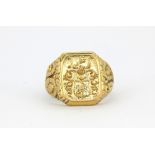 A gentleman's yellow metal (tested 14ct gold) signet ring, (R.5).