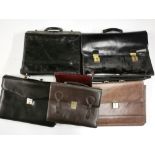A quantity of vintage leather and other briefcases and bags.