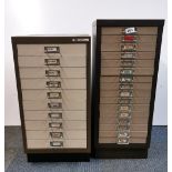A vintage Triumph metal filing cabinet, together with a further similar filing cabinet, H. 75cm