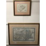 A framed 19th Century County map of the United States, New York and New England, 76 x 57cm, together