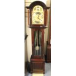 An attractive late 20th Century chiming grandmother clock, H. 162cm.