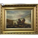 An A. J. Mieras gilt framed oil on canvas of Highland ponies dated 1908, frame size 50 x 40cm.