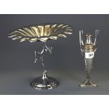 A Art Nouveau WMF vase, H. 21cm, together with an Art Deco chromium plated centrepiece.