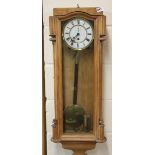 A 19th Century pine cased wall clock, H. 96cm.