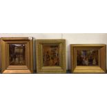 Three 19th Century gilt framed Christolians, largest 36 x 42cm.