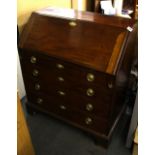 A Georgian mahogany four drawer bureau, W. 91cm, H. 107cm.