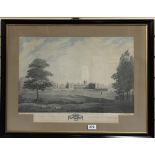 A framed 18th Century engraving of Jesus College Cambridge, engraved by Thomas Cartwright after R.