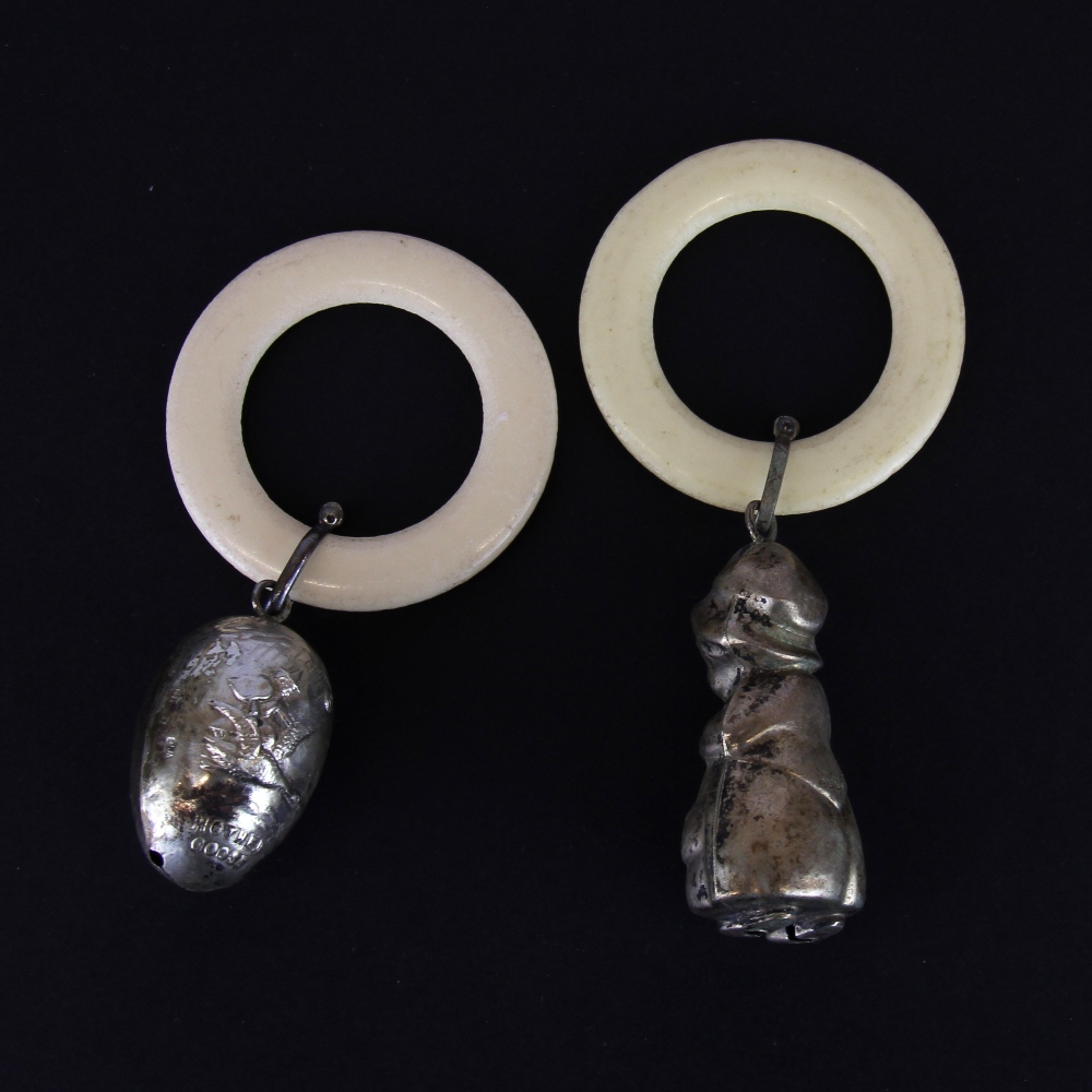 Two hallmarked silver children's rattles. - Image 2 of 2
