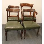 An impressive Regency mahogany carver chair and three similarly upholstered Regency mahogany