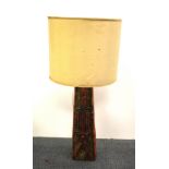 A Bernard Rooke large Studio pottery table lamp and shade, H. 76cm.