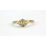 A 9ct yellow gold diamond set cluster ring, (M.5).