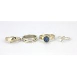 Four 925 silver stone set rings.