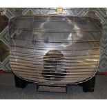 An interesting vintage double glass cylinder oil heater, W. 55cm, H. 45cm.